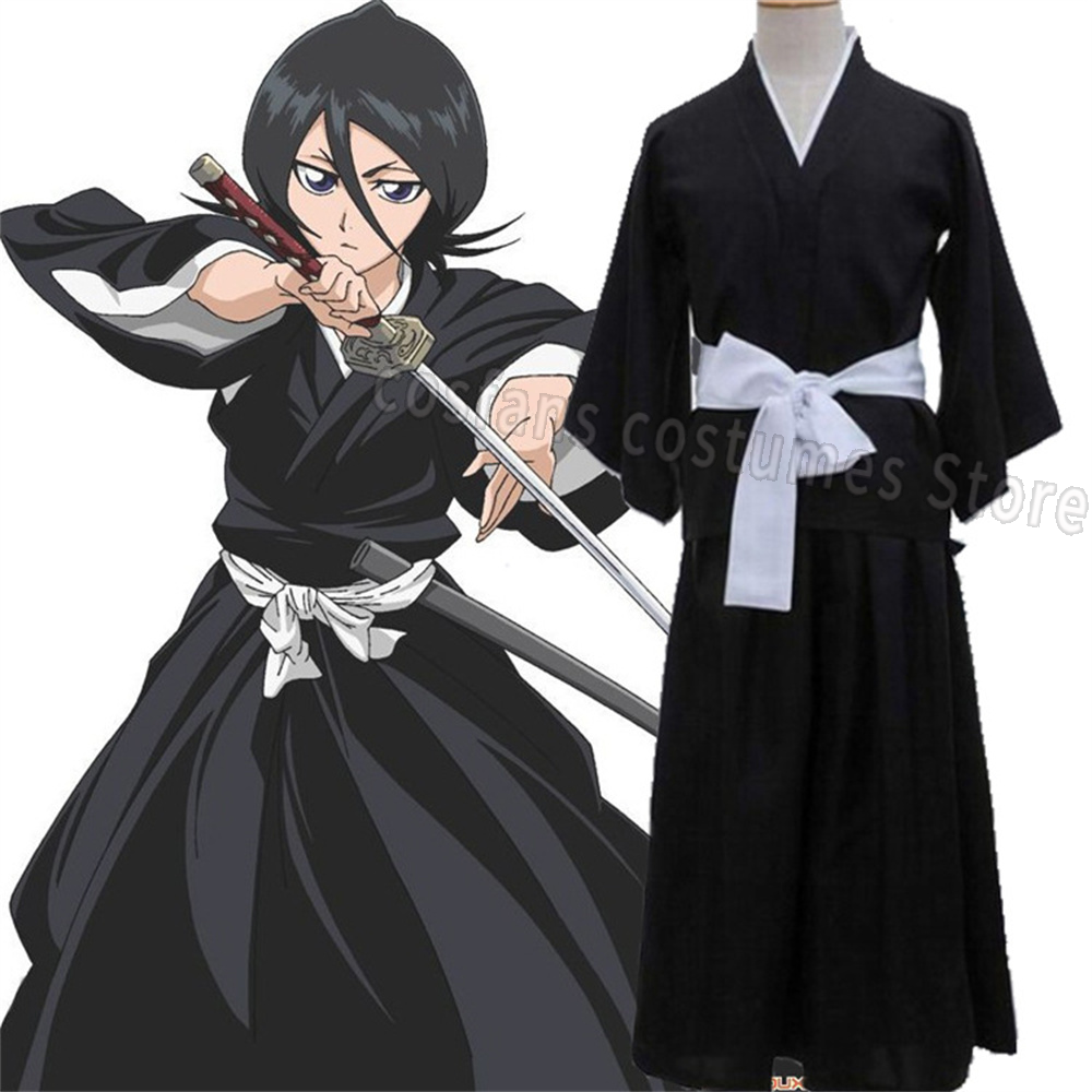 Costume de jeu de rôle samouraï, kimono noir de style japonais, comprenant un haut à manches, un hakama ample, costume de fête d'Halloween et de carnaval