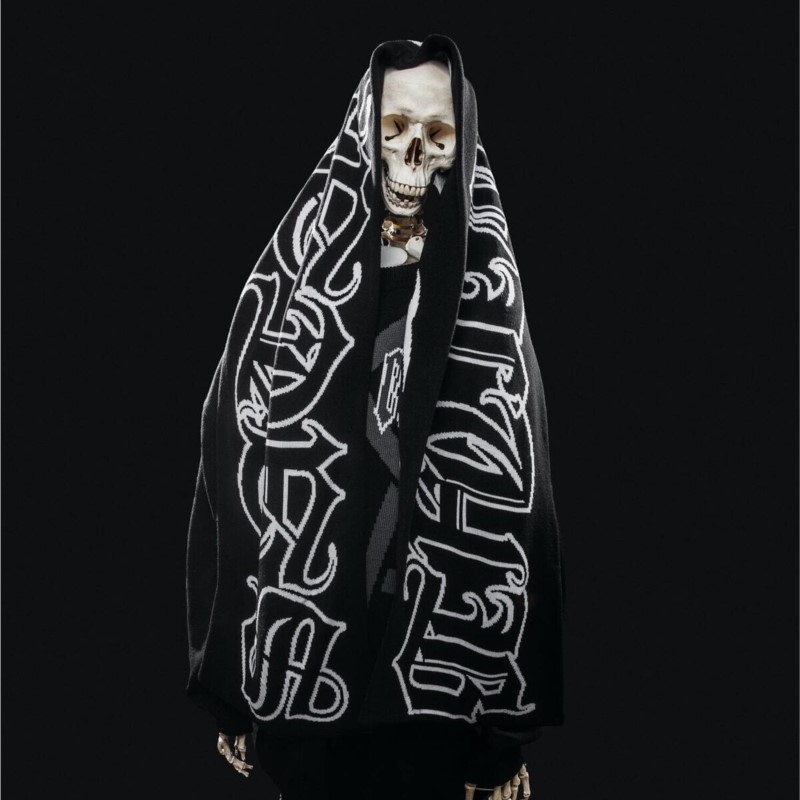 Hip Hop hiver femmes tricot foulards Satan Club graphique Harajuku hommes unisexe chaud châle foulards gothique Kpop écharpe Y2K Streetwear
