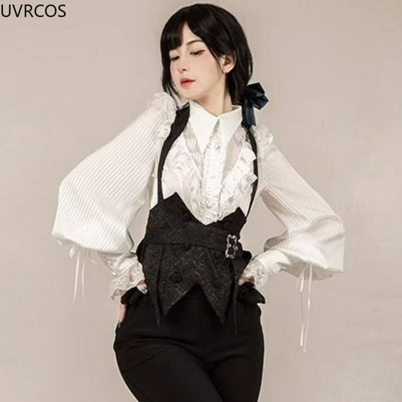 Japonais Kawaii Lolita Blouses femmes victorien Vintage lanterne manches dessus De chemise Y2k esthétique Cospaly JK Blusas Mujer De Moda