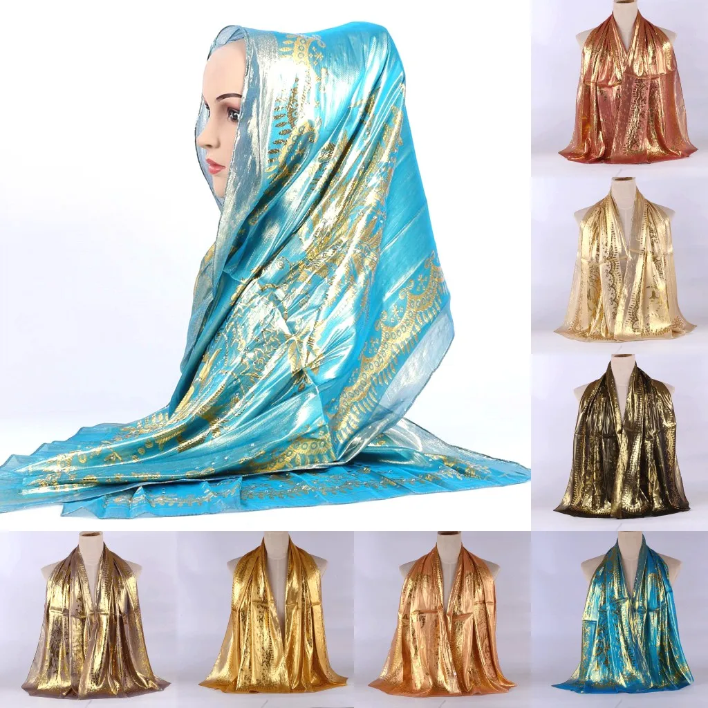 Arabe Ramadan musulman réel soie Purl longue écharpe islamique Lurex Wrap châle Turban dubaï chapeaux femmes Bandana Jilba Hijab