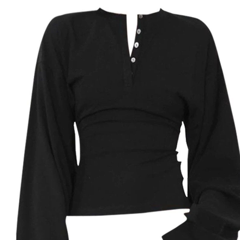 Pulls et hauts à manches longues slim, unis, style simple, col en V, style coréen, pour le printemps et l'automne, mode décontractée pour femmes