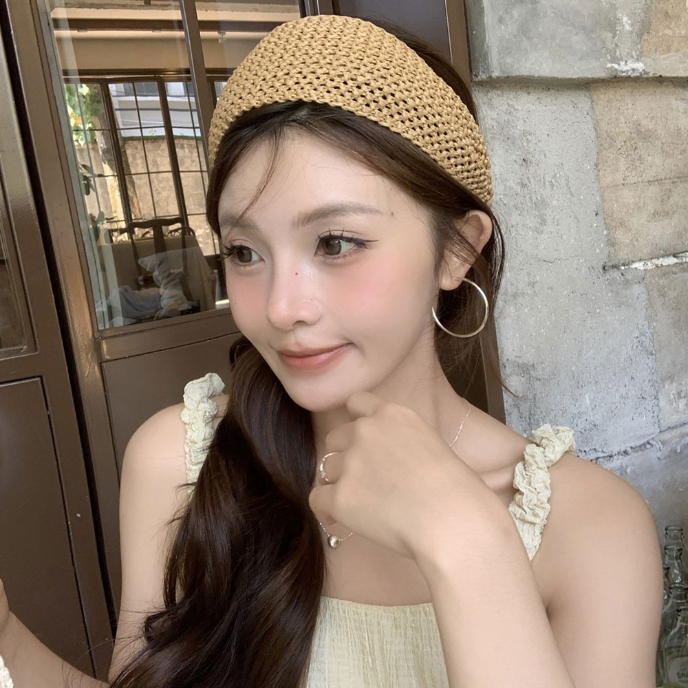 Serre-tête en rotin tressé de 6,5 cm de large pour femme, bandeau en paille tressée, style bohème, accessoire de coiffure à large bord