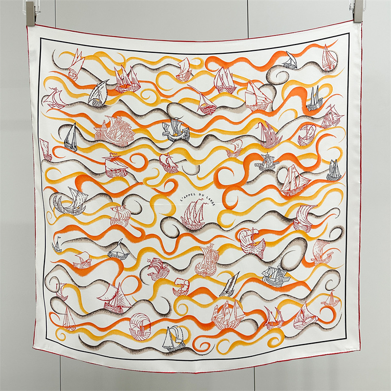 Écharpes en soie pour femmes, design tendance, 90*90cm, carrées, imprimées d'un seul côté, bandana en soie pour femme