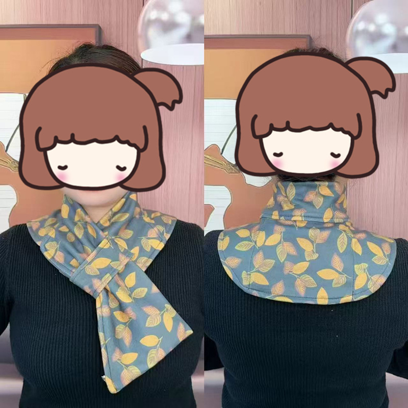 Nouvelle Écharpe Tendance Double Face avec Support Cervical et Poches, Design Polyvalent Homme/Femme, Motif Floral et Lettres Printemps