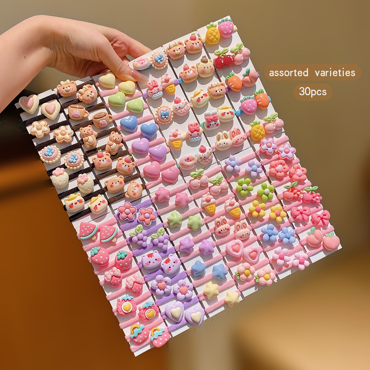 Bandeaux de cheveux de dessin animé aléatoires, adaptés à un usage quotidien comme accessoires de bande de caoutchouc, 30 styles mignons