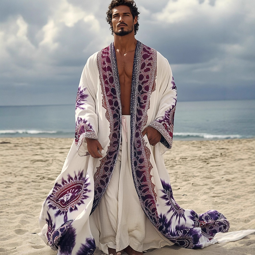 Robe longue à manches longues avec impression numérique et protection solaire pour hommes et femmes