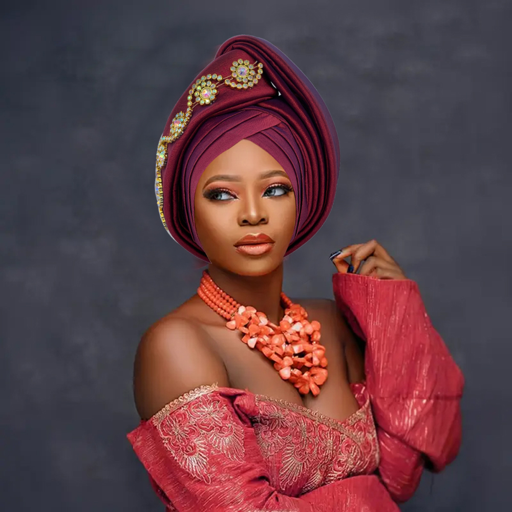 Turban en tissu diamanté pour femmes, foulards africains, Gele nigérian, couvre-chef pour mariage et fête, Turbante Mujer