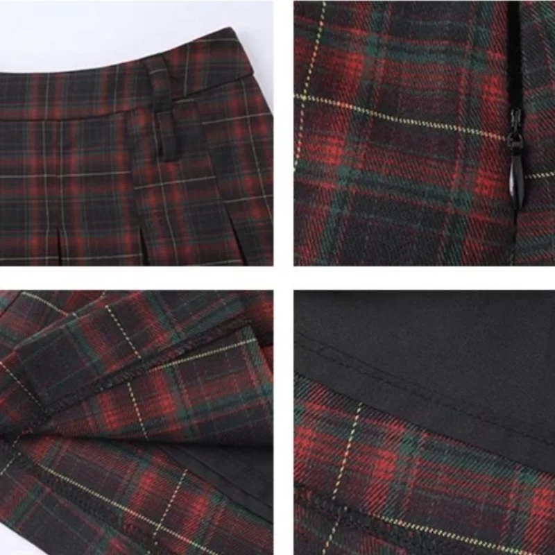Jupes plissées taille basse pour femmes, à carreaux, longueur aux genoux, mode coréenne, Style Preppy, assorties avec tout, décontractées, pour étudiantes, Vintage littéraire, automne