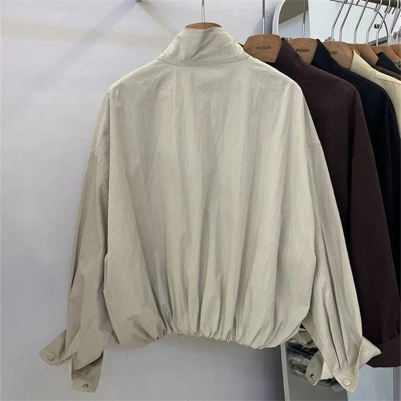 Coréen court col montant veste femmes coupe-vent ample manteau printemps automne loisirs outillage veste manteau femme survêtement haut