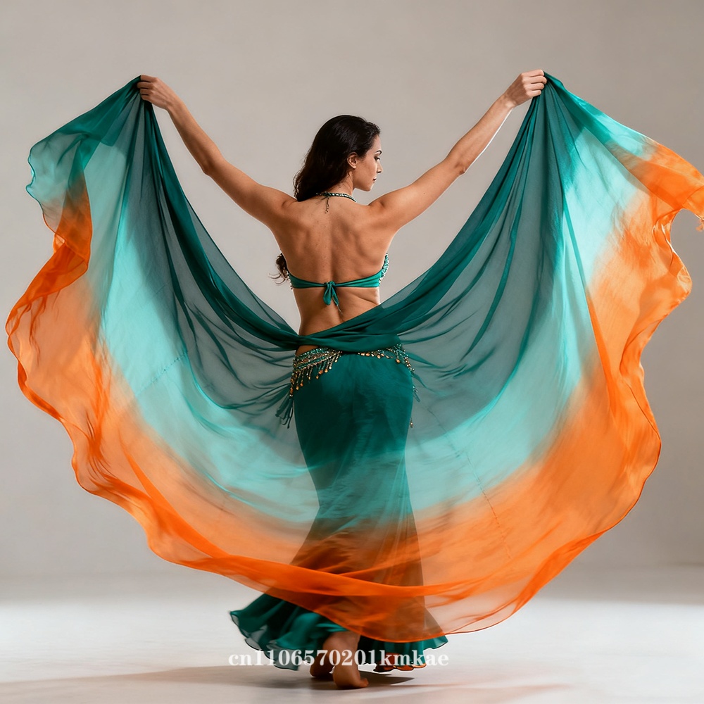 Voiles de danse du ventre 100% en soie véritable, peuvent être personnalisés, accessoires de spectacle, écharpe teinte à la main
