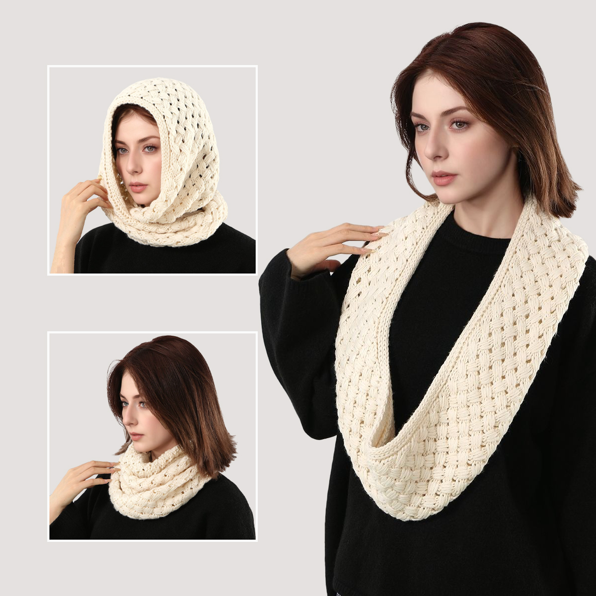 Polyvalent cou plus chaud solide cercle boucle Sccarf nouvel hiver tricoté anneau écharpe femme hommes épais foulard coupe-vent silencieux écharpe