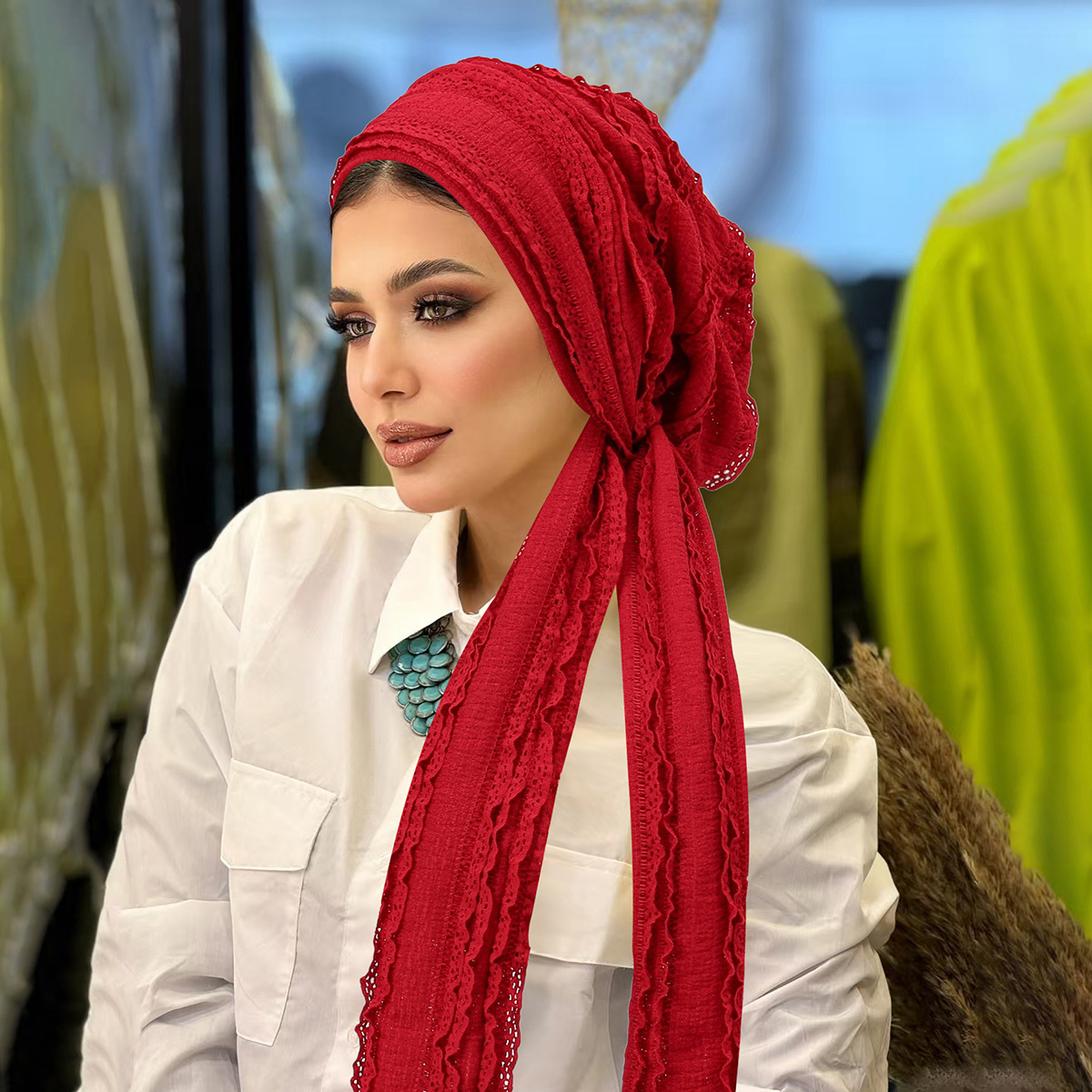 Nouveau bord en dentelle couverture de cheveux casquette musulman quotidien Turban chapeau femmes chimio casquette foulard enveloppes bonnet africain Bandana chapeaux