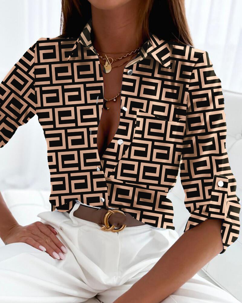 Chemisier élégant pour femmes, haut de tempérament, manches longues, imprimé à rayures, bureau, Slim Fit, chemise avec poches, printemps et automne, 2023
