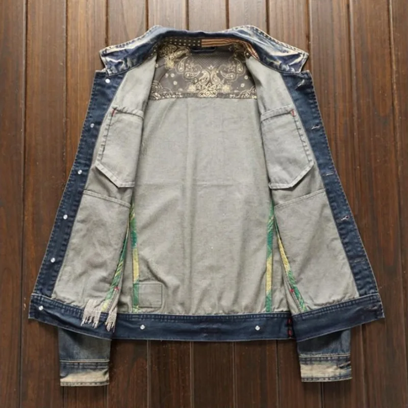 Manteau de cowboy pour hommes automne corée Vintage mode de tissu vestes en jean décontractée homme à faible coût vêtements pour hommes Lxury vêtements d'extérieur taille L Joker