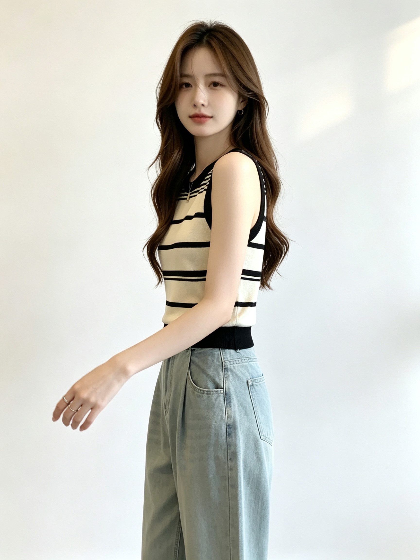 Nouveau T-shirt court en tricot rayé pour femme, style fille, gilet mode coréenne, vêtements vintage mignons, mode estivale