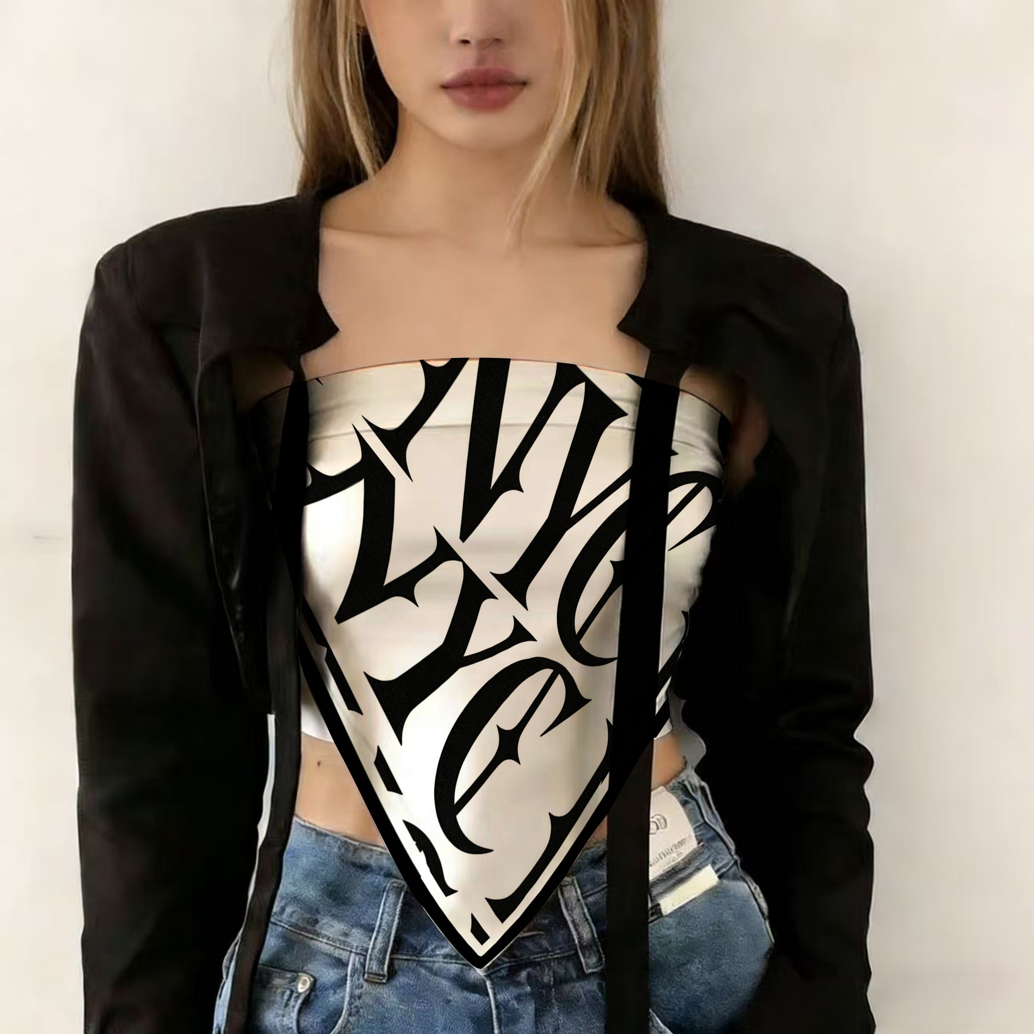 Foulard carré minimaliste français noir et blanc 90 cm en satin soyeux, bandeau et écharpe de cou pour femme, élégant pour le quotidien