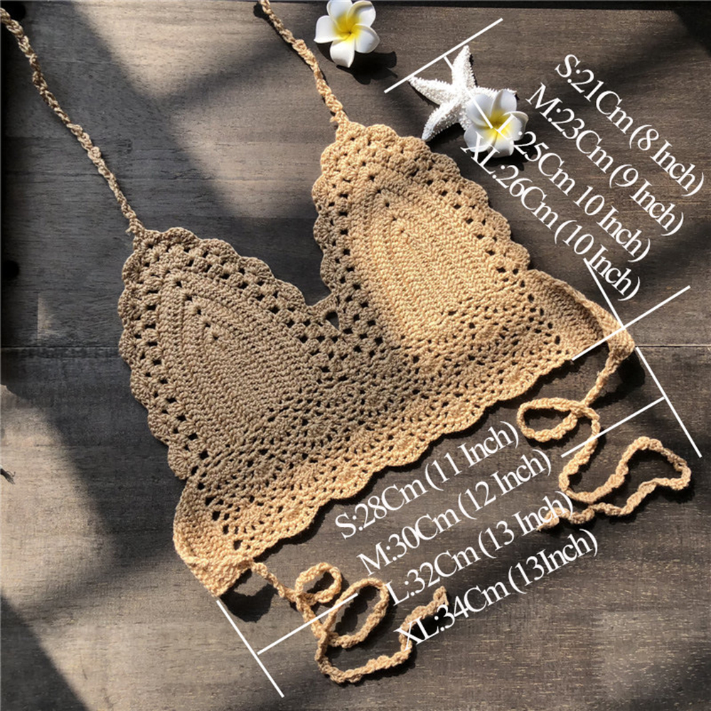 Soutien-gorge de plage sexy, col licou, glaCrochet, Crop Top, Bralette en tricot, Boho, Camisoles de plage, Bikini, Précieux, Dos nu, Y-Wear