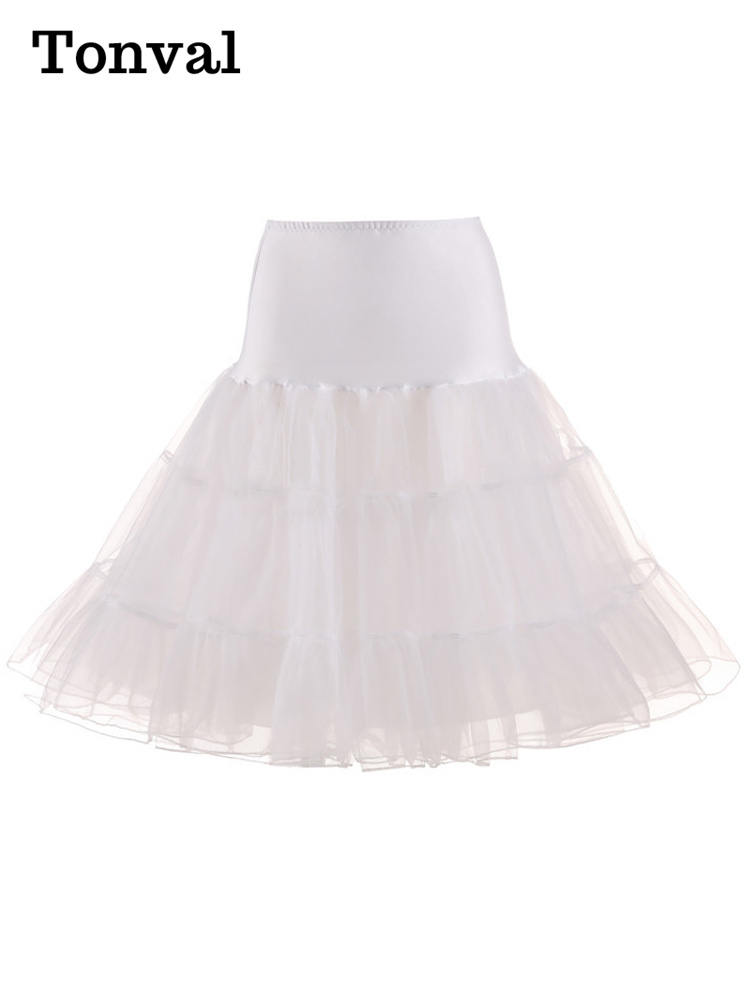 Tonval plissé Vintage Voile sous-jupe Ballet Tutu jupes pour femmes 50s rétro jupe mariage élégant fête jupon