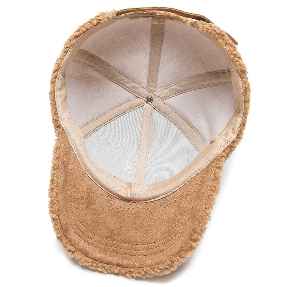 Casquette de Baseball en Laine d'Agneau Artificielle pour Femme, Parasol en Peluche, Vintage, Mode Décontractée, Solide, Garde au Chaud, Casquettes Document, Automne, Hiver