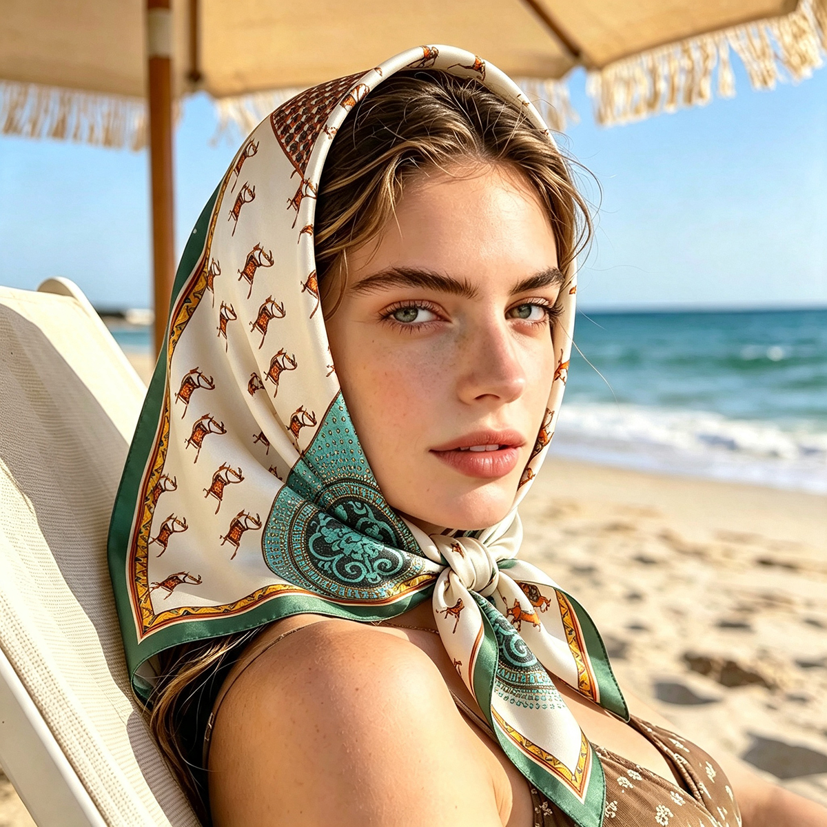 Foulard carré imprimé cheval 70x70cm pour femme, châle, écharpe, bandeau pour cheveux, printemps, été, automne, hiver