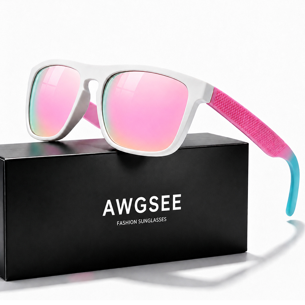 Lunettes de soleil carrées polarisées pour femmes et hommes, verres miroir roses, UV400, pour la conduite en plein air, les voyages