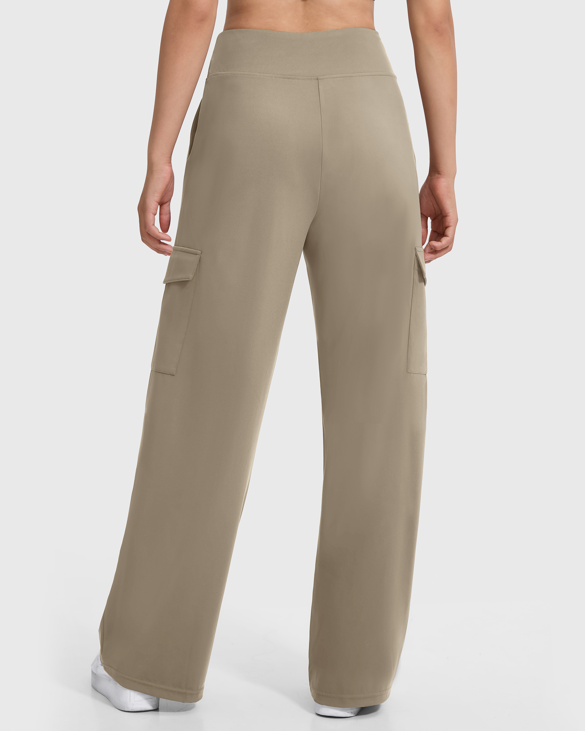 Pantalon cargo décontracté kaki pour femme, coupe droite ample, polyvalent, jambe large avec poches, style streetwear d'été