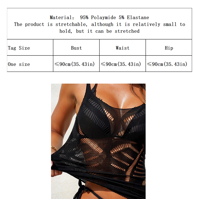 Robe de plage sexy en résille pour femme, extensible, transparente, sans manches, sans maillot de bain, mini-tenue de plage