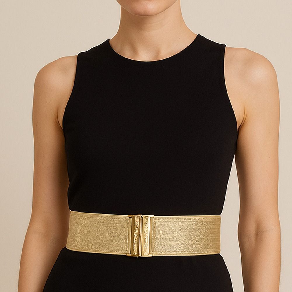 Ceinture Corset Large à Boucle Symétrique Tendance, Design de Luxe de Marque, Ceintures Tissées Bohèmes Extensibles pour Femme