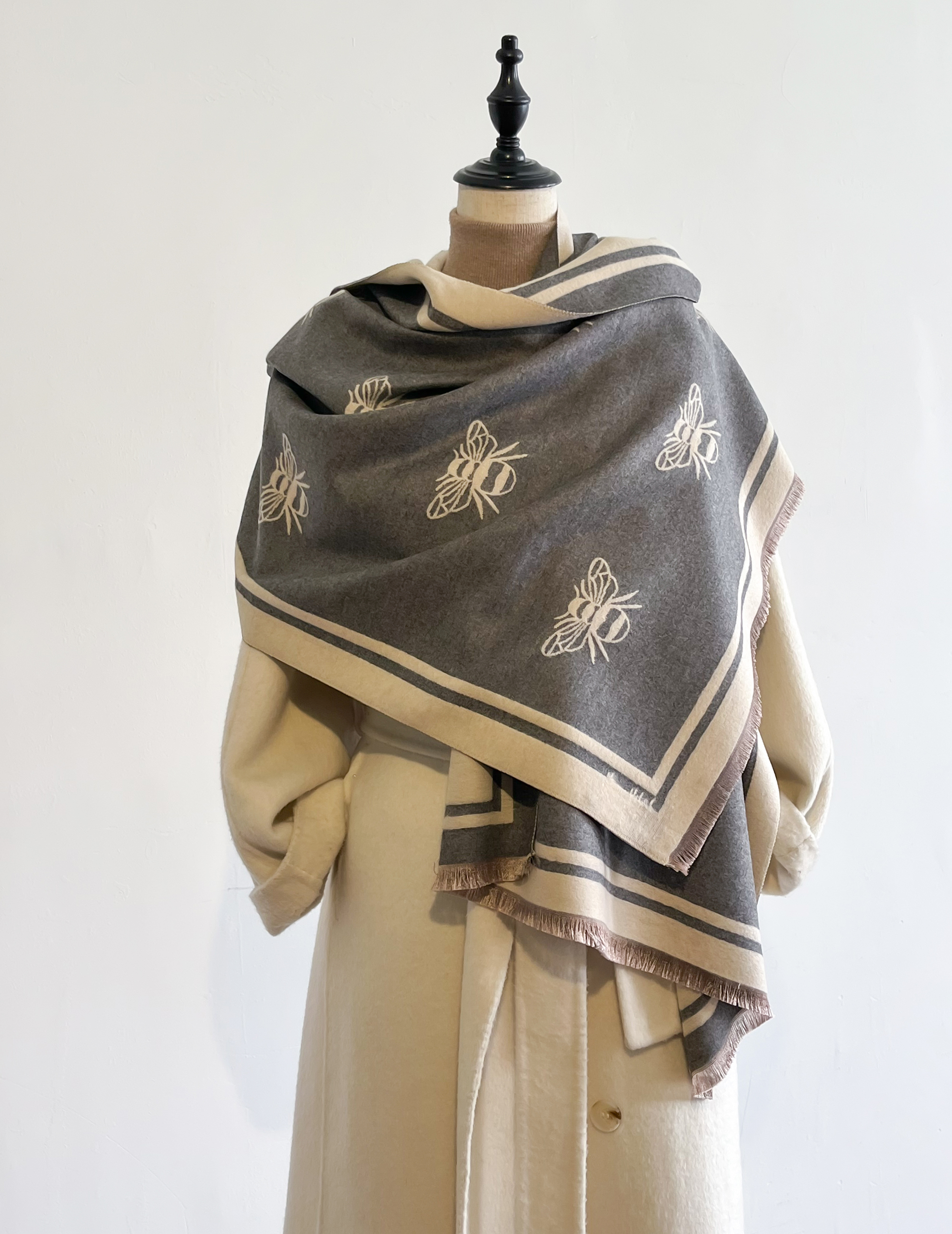 Écharpes Pashmina en Cachemire pour Femme, Jacquard Animal, Couverture Abeille, Châles Doux, Frange Ronde, Marques Chaudes, Designer, Mode Hiver