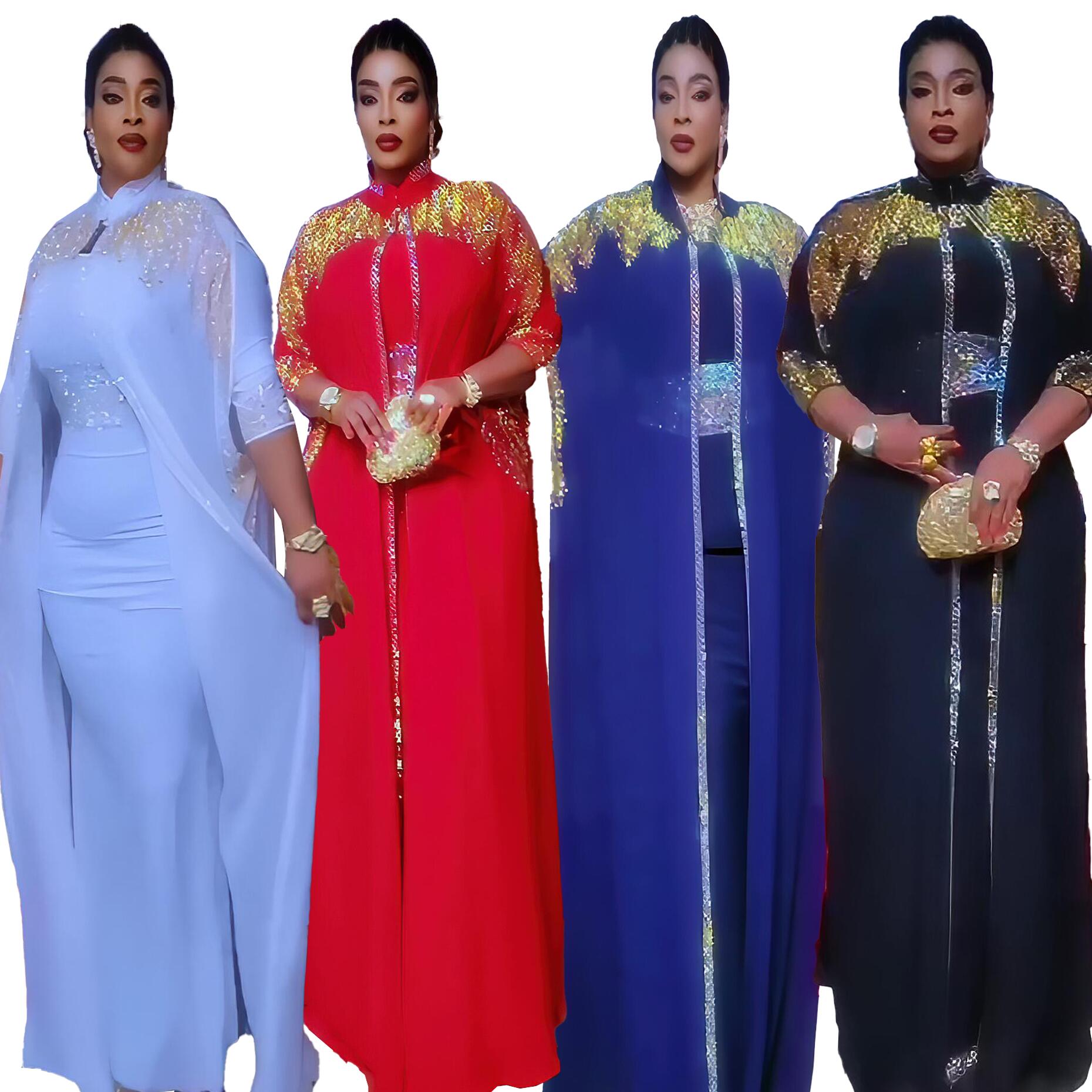 Robe pour femme de style africain populaire, provenant de Turquie, avec strass, pour l'église, robe deux pièces