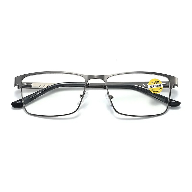 Lunettes de lecture à la mode pour hommes, monture de lunettes de Prescription bloquant la lumière bleue de haute qualité avec charnière à ressort + 75 + 125 + 175 + 225