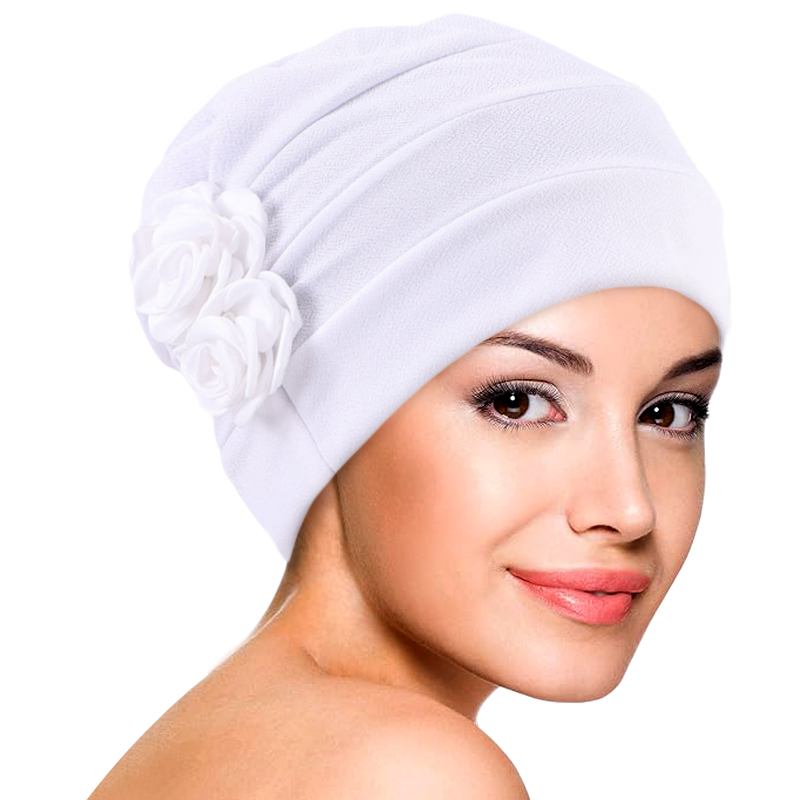 Bonnet turban musulman pour femme, couvre-chef souple, bonnets pour perte de cheveux, chapeau de chimio contre le cancer, hijab islamique, couleur unie, fleur décorative, nouveau