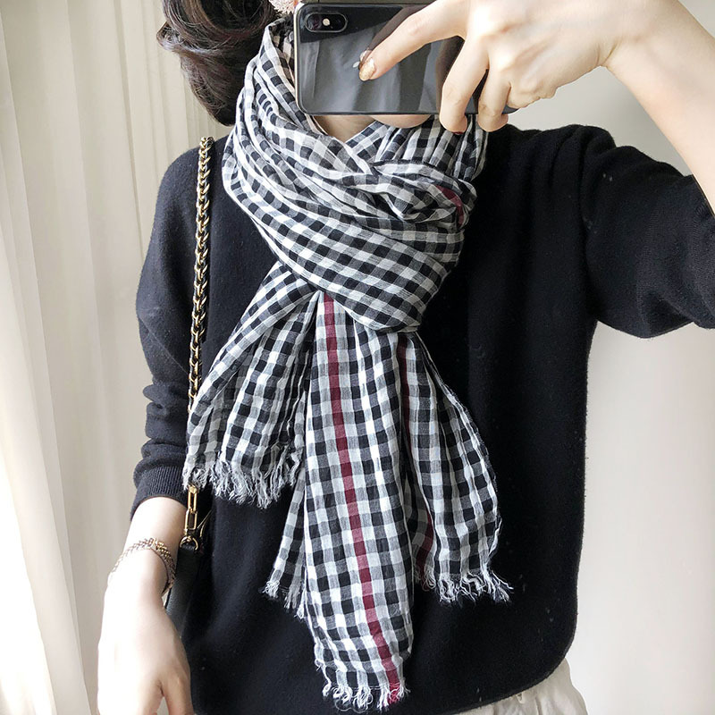 Écharpe de luxe en coton et lin pour femme, Foulard chaud d'automne, Pashmina, doux, Bufanda, silencieux