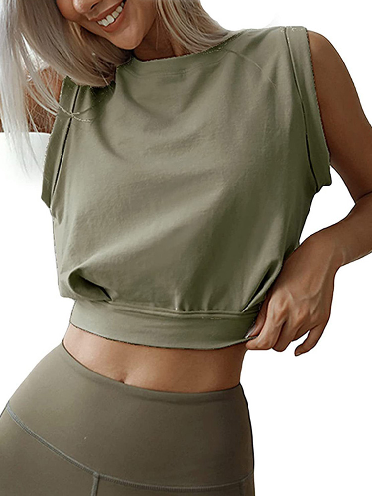 Chemises en coton pour femmes, haut court mignon, t-shirt d'entraînement de fitness décontracté, chemise de course