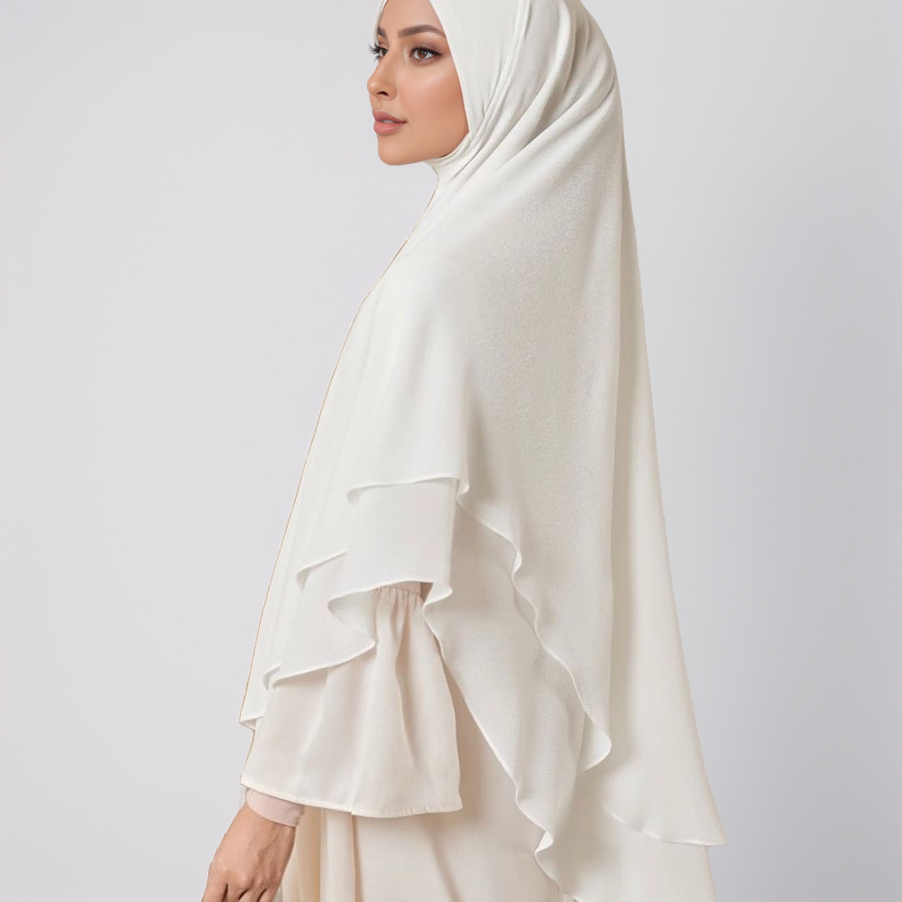 1 pièce Hijab instantané prêt-à-porter en mousseline double couche, uni, foulard, châle, bandana pour femme musulmane