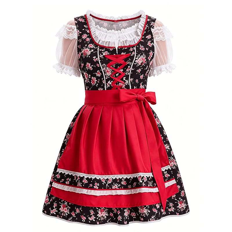 Costumes d'Oktoberfest pour femmes, robes Dirndl, tablier, ruban, robes Dirndl bavaroises allemandes, chemisier, costumes d'Oktoberfest pour femmes
