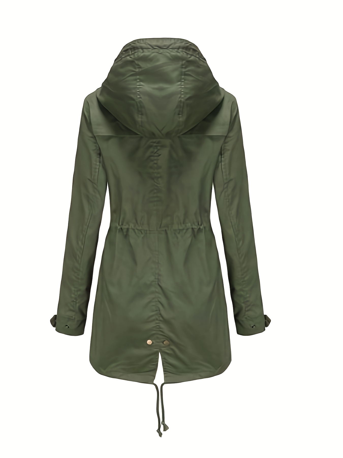 Veste utilitaire à capuche pour femme, manches longues, taille ajustable avec cordon, parka avec poches pour le printemps et l'automne
