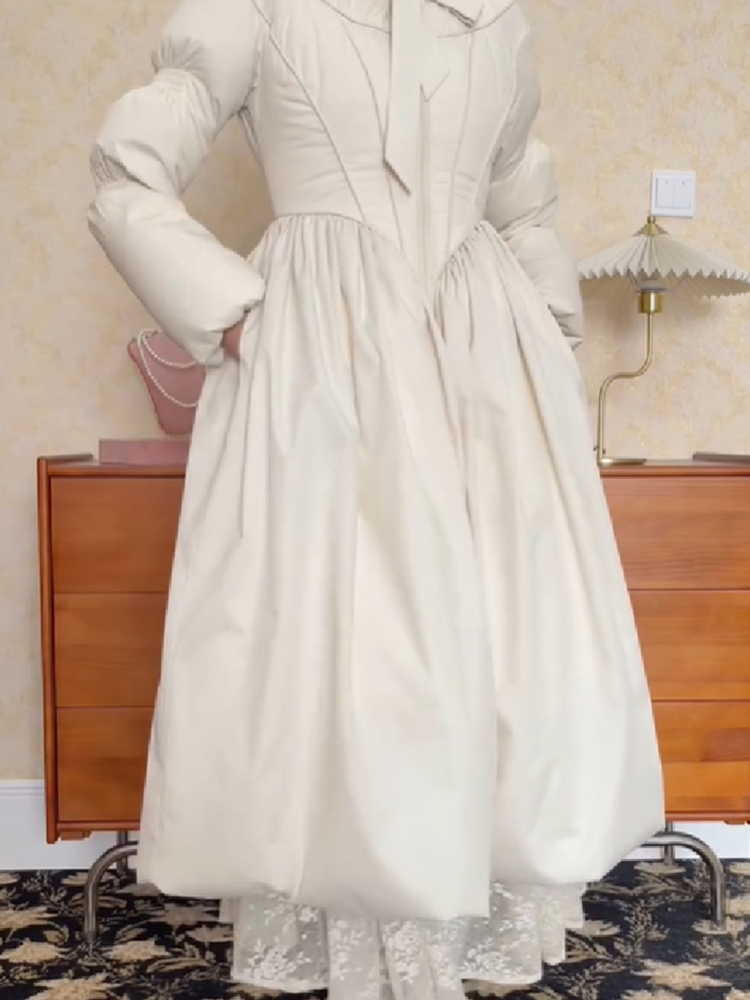 Femmes Chic solide robe Maxi veste bouffante coupe ajustée ligne S grand ourlet chaud longues Robes manteau 2026 nouvelle tenue dame haute rue vêtements d'extérieur
