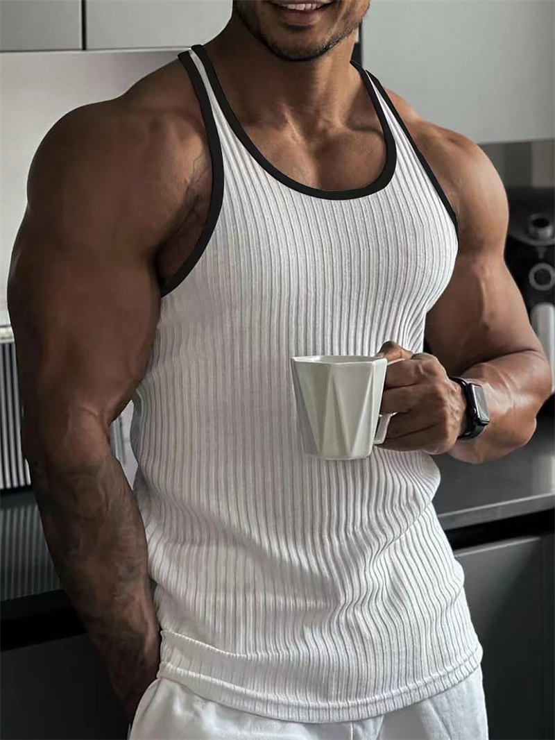 Débardeur de fitness d'été pour hommes, T-shirt sans manches, pull-over respirant, sous-vêtement de sport, gilet décontracté, hauts amples et élastiques