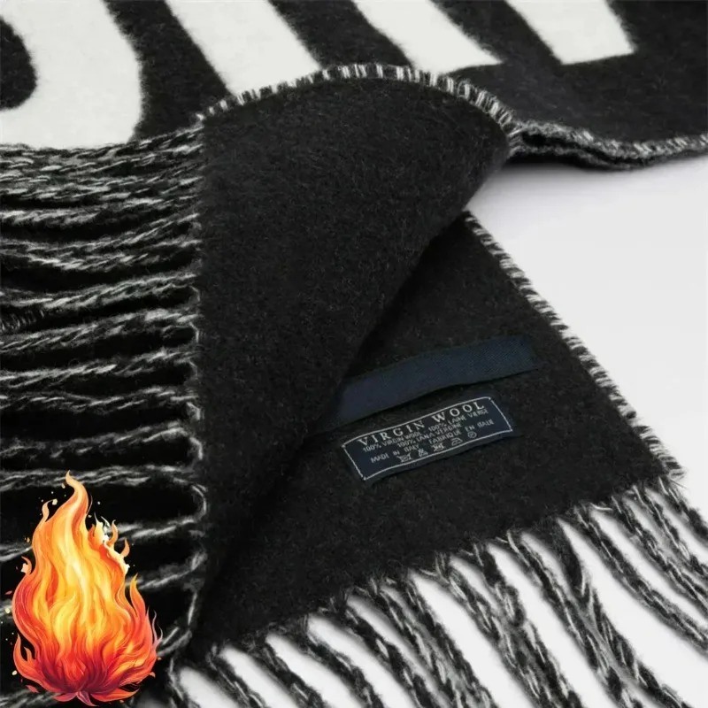 Écharpe 100% laine pour femmes, marque de luxe, écharpe d'hiver épaisse et chaude, monogramme, châle en cachemire de haute qualité pour femmes.