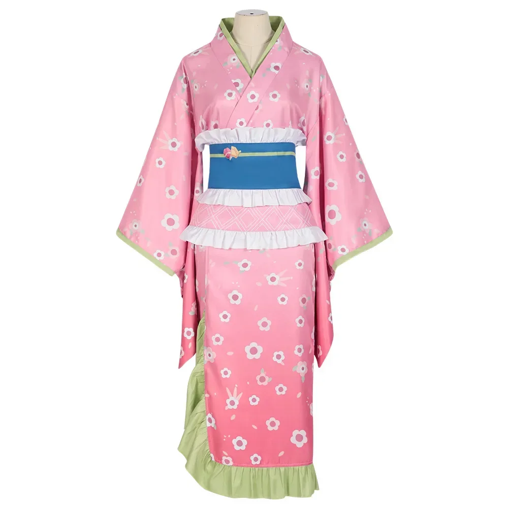 Costume de Cosplay Kanroji Mitsuri, nouvelle mode, robe Kimono rose, tenues de fête de carnaval d'halloween, costumes pour femmes