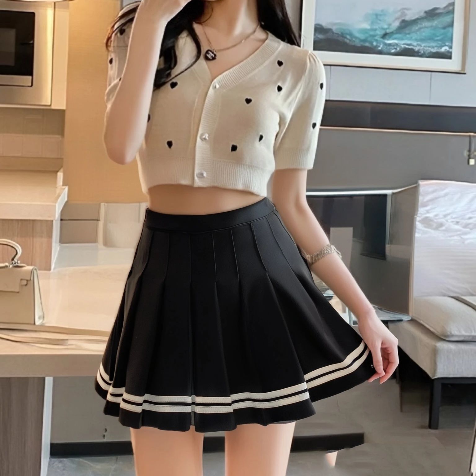 Jupes plissées trapèze pour femmes, mode estivale, taille haute, style chic coréen, style preppy, vêtements JK, streetwear décontracté Y2K
