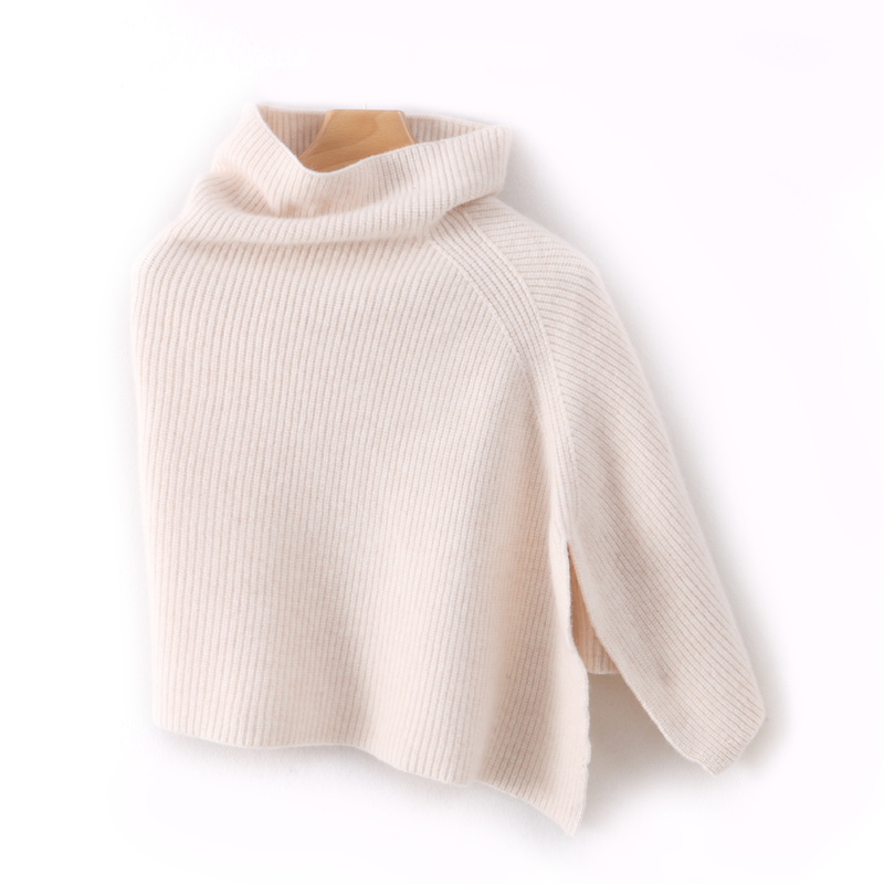 Châle français rétro 100% laine Pure pour femme, nouveau Style, col haut, couverture épaisse et chaude, écharpe tricotée, Cape une pièce, automne hiver