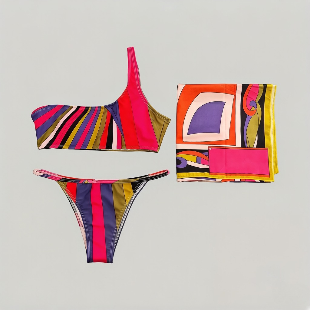 Ensemble de bikini rouge pour femme, design tendance 2026, avec logo signature, marque de luxe, vêtements de plage pour femme
