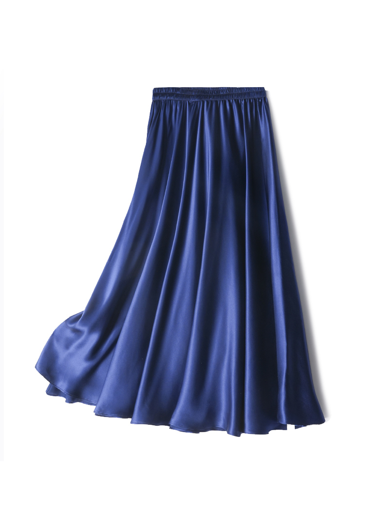 SuyaDream – jupe plissée pour femmes, 100% soie véritable, taille élastique, jupes longues trapèze solides, bas printemps été 2025