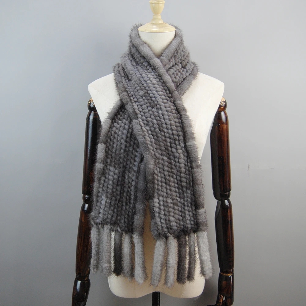 Écharpe de luxe pour femme 2026 en fourrure de vison véritable à 100 % avec pompon, tricotée à la main, écharpes en vison naturel, cache-cou, poncho, vente en gros