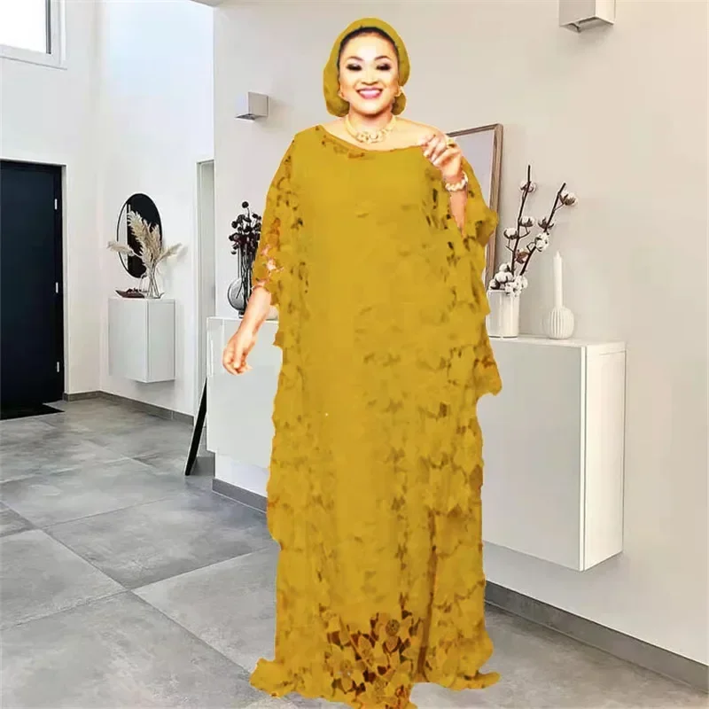 Robes africaines de Dubaï pour femmes, en dentelle ajourée, vêtements africains, Dashiki, Boubou traditionnel, Robe arabe, Robe musulmane, Abayas