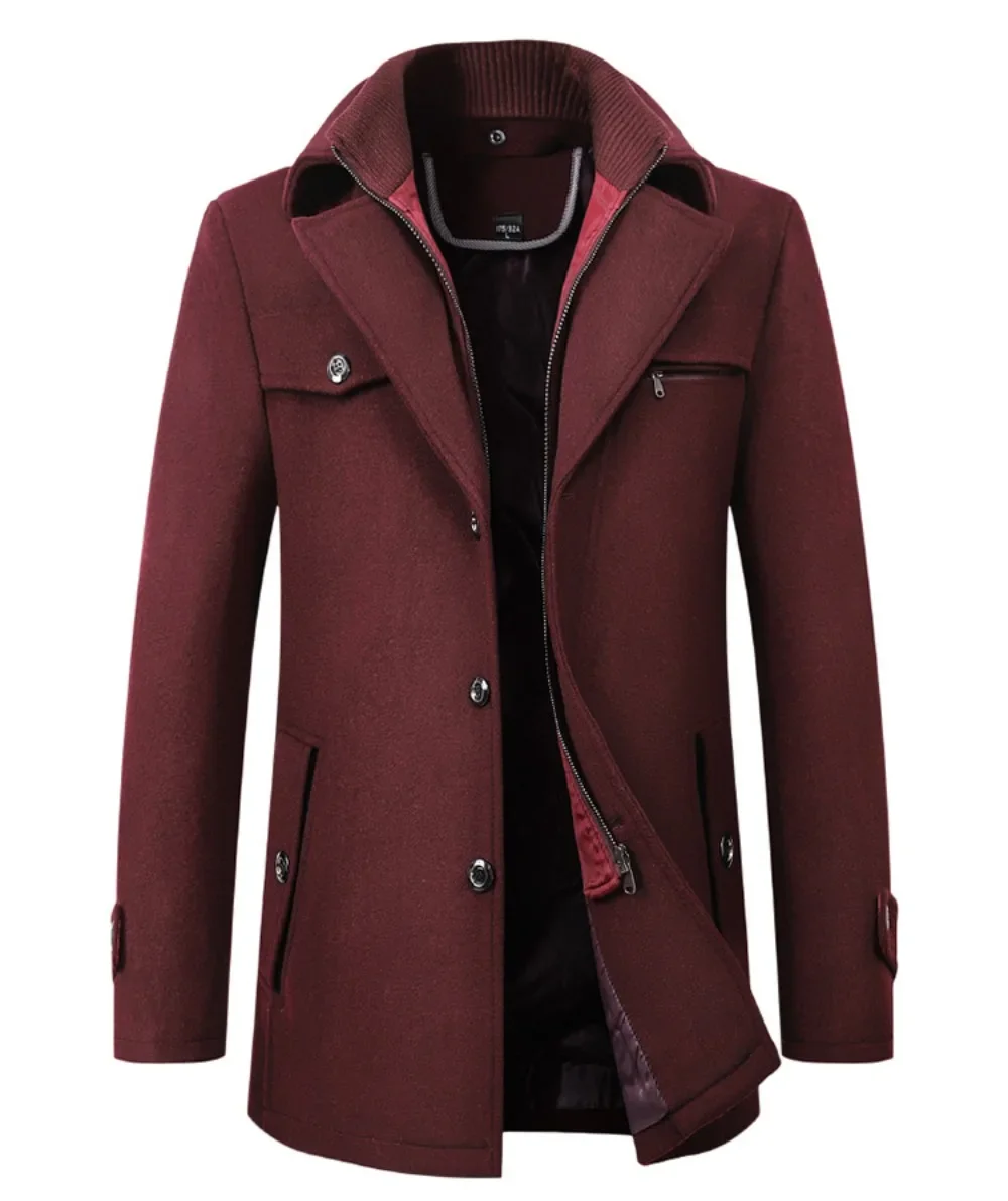 Manteau en laine à double col pour hommes, pardessus d'automne et d'hiver, vêtements pour hommes, nouveau, 2023