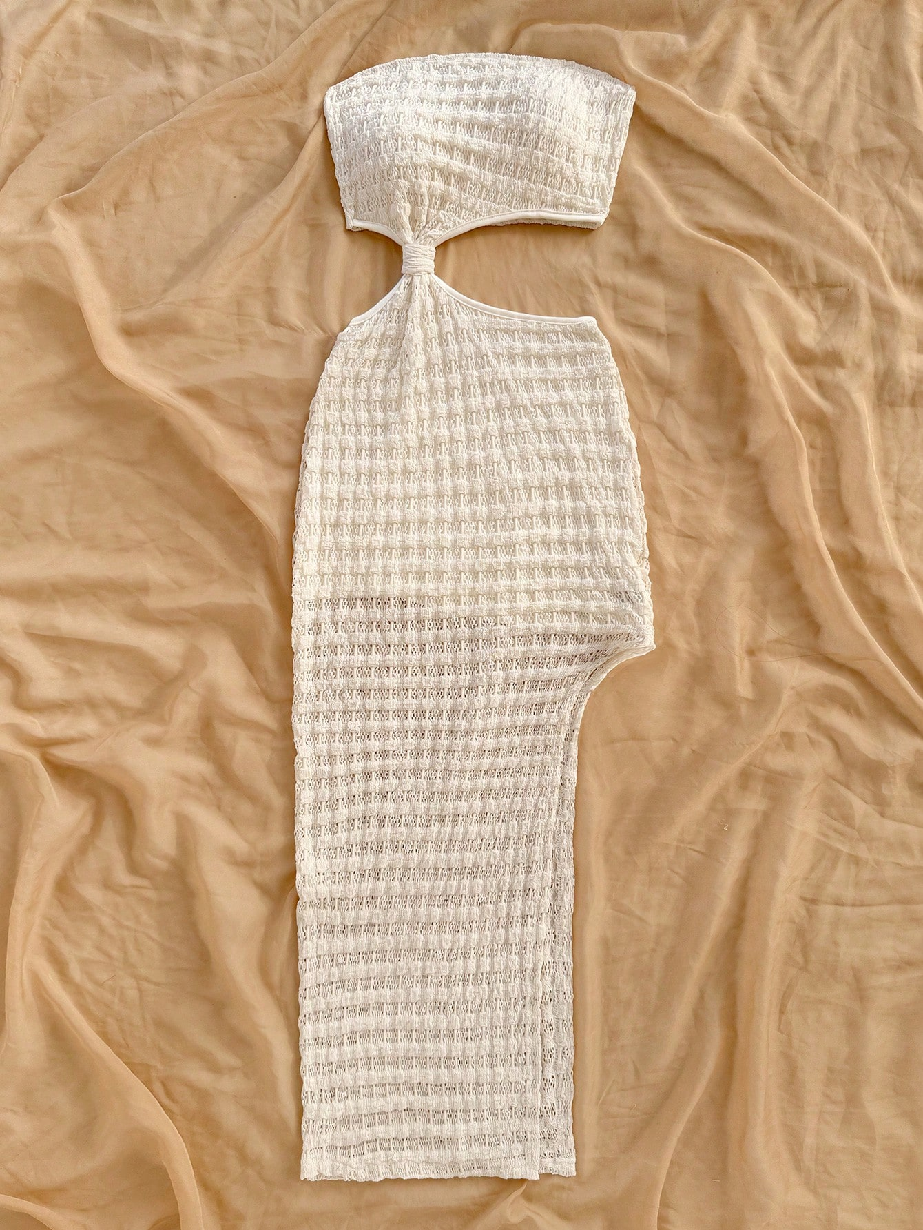 Robe longue sans bretelles pour femmes, Sexy, Faux ajouré, sans manches, pour soirée, printemps été