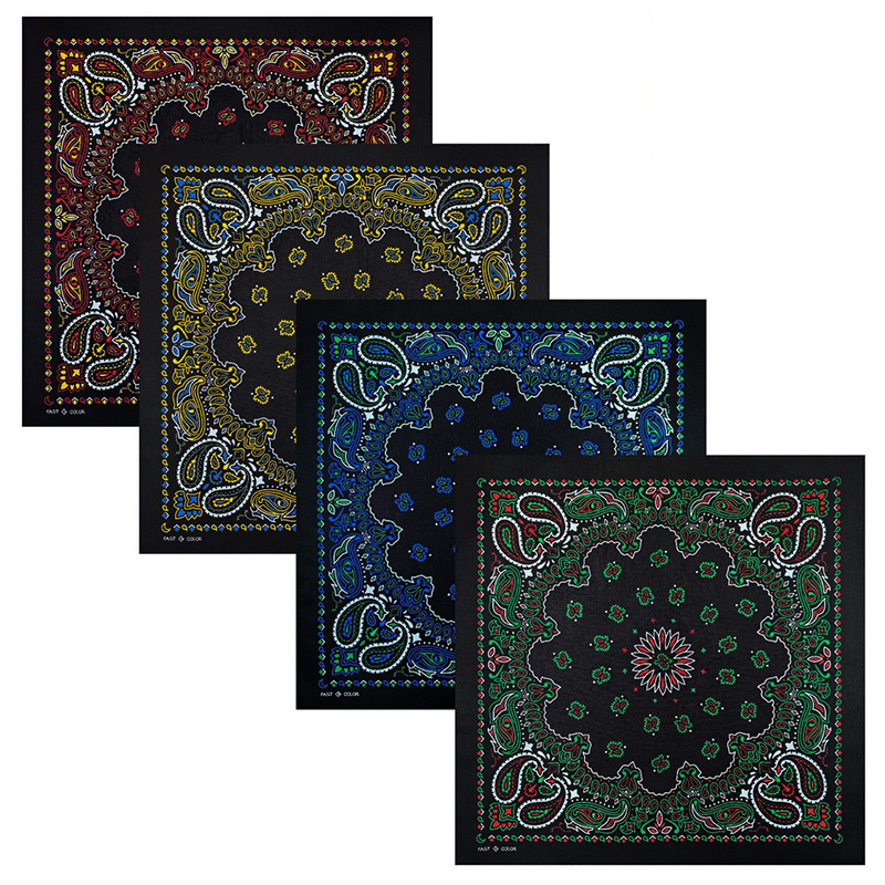 Écharpe carrée en coton Paisley coloré foncé pour hommes, bandeau Hip-hop pour femmes, bandeau pour cheveux, Bandana, masque de moto
